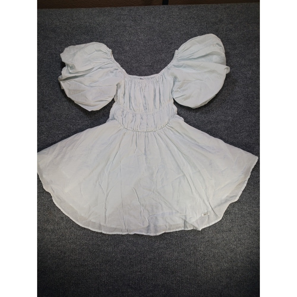 Princess Polly White Puff Sleeve Mini Dress Size US 4 Smocked Ruched Cottagecore